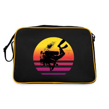 Scuba Diver Free Dive Scuba Taucher Diver - Retro Tasche - Schwarz/Gold - Hinten