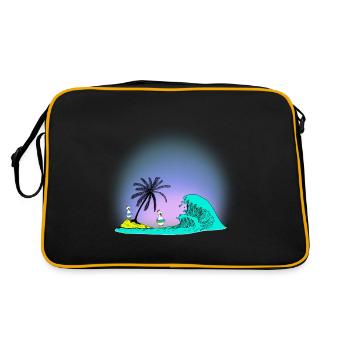 Île d’été Baignade Poulets Natation Anneau Océan Vague - Sac Retro - noir/or - Dos