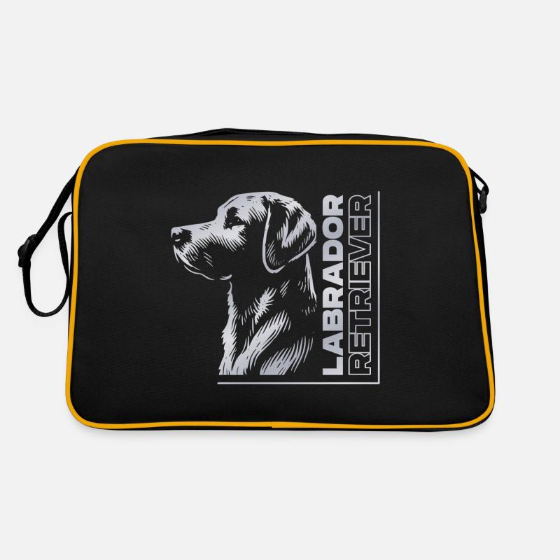 Labrador Drawing Head Silver - Retro Bag - black/gold