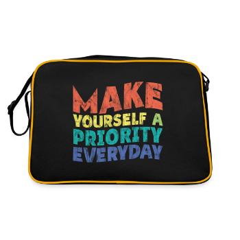 Make Yourself A Priority Everyday 3 - Retro Tasche - Schwarz/Gold - Hinten