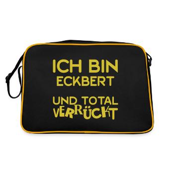 Geschenk für Eckbert - Retro Tasche - Schwarz/Gold - Hinten