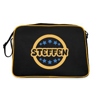Vorname Steffen - Retro Tasche - Schwarz/Gold - Hinten