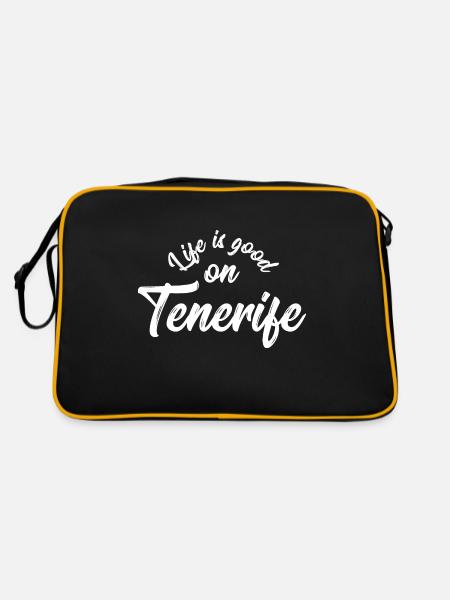 Teneriffa Liebe - Retro Tasche - Schwarz/Gold - Hinten