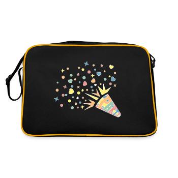 Confettis de fête avec des frites joyeusement colorées - Sac Retro - noir/or - Dos