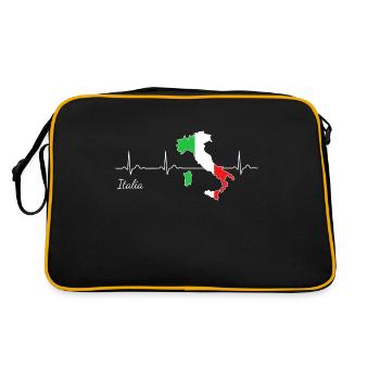 Italie battement de coeur j'aime drapeau de l'Italie - Sac Retro - noir/or - Dos