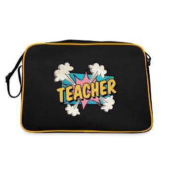 Lehrer Comic Superhelden Schrift - Retro Tasche - Schwarz/Gold - Hinten