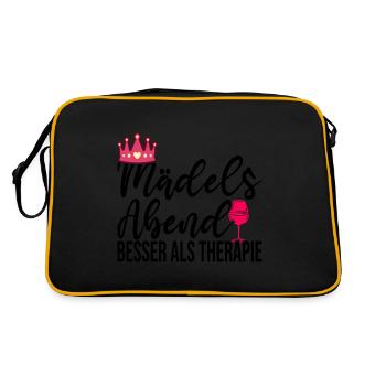 Mädelsabend Wein Weintrinker Weinglas - Retro Tasche - Schwarz/Gold - Hinten