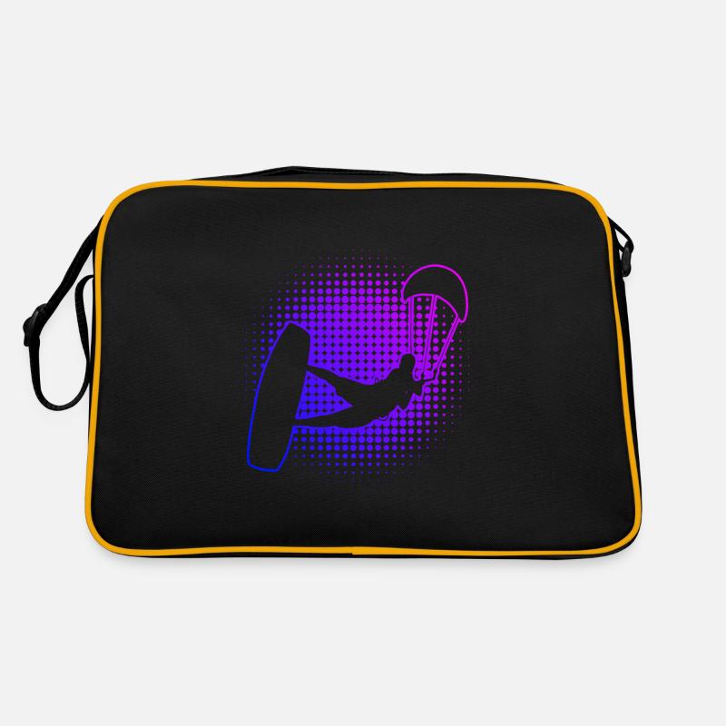 Kitesurf Kitesurfen Kitesurfer Kiten Kite - Retro Tasche - Schwarz/Gold