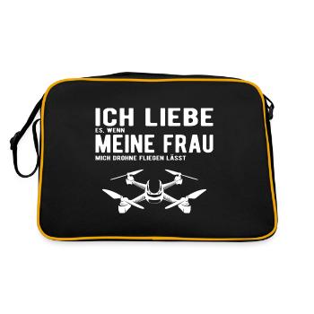 Ich Liebe meine Frau Drohne Fliegen lässt - Retro Tasche - Schwarz/Gold - Hinten