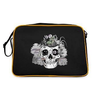 Horror Halloween Spider Skull Autumn Mushrooms - Retro Bag - black/gold - Back