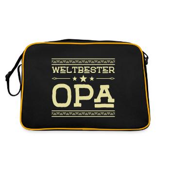 Weltbester Opa - Retro Tasche - Schwarz/Gold - Hinten