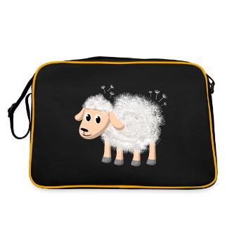 Farmer Farmer Comic Cartoon Sheep Wool Sheep - Retro Bag - black/gold - Back