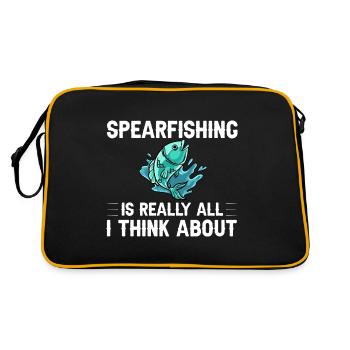Speerfischen Speerfischer Fische Speer Fischer - Retro Tasche - Schwarz/Gold - Hinten