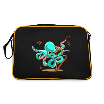 Octopus Playing Harp - Retro Bag - black/gold - Back