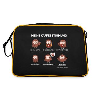 Kaffee Stimmungen Eule - Retro Tasche - Schwarz/Gold - Hinten