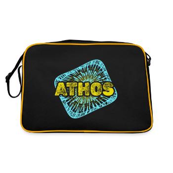 Geschenk für Athos - Retro Tasche - Schwarz/Gold - Hinten