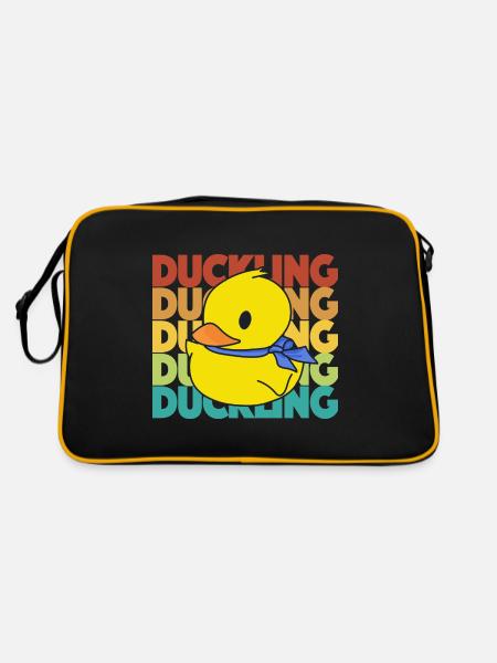 Duck chicks in Reto colors - Yellow ducks - Retro Bag - black/gold - Back