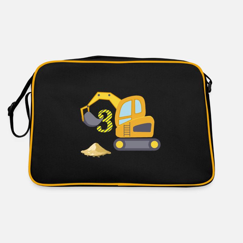 Dritter Geburtstag Bagger Retro Tasche