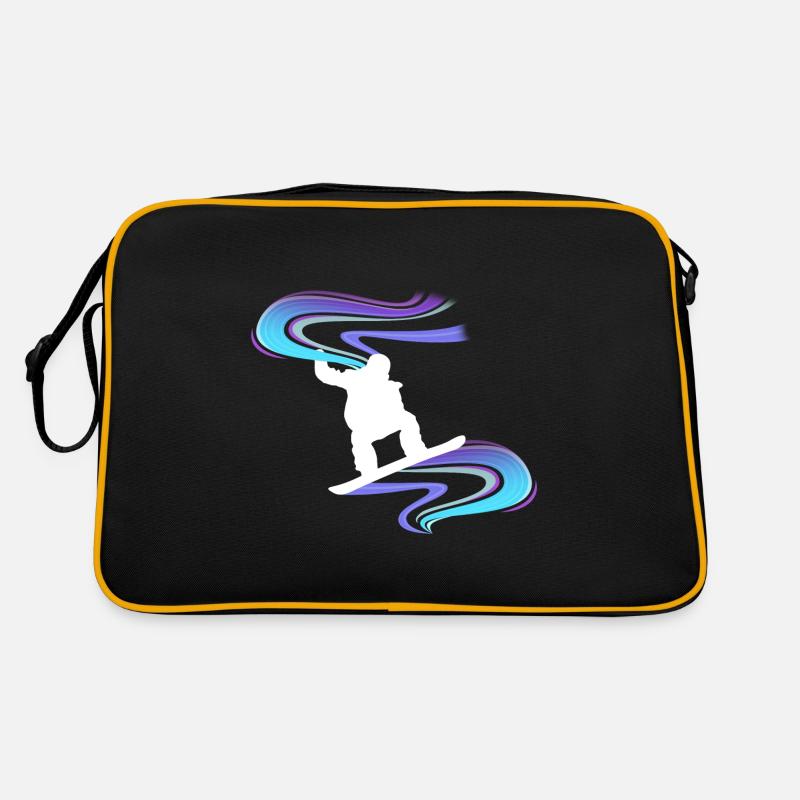 Snowboard Snowboarder Wirbel Weiß - Retro Tasche - Schwarz/Gold