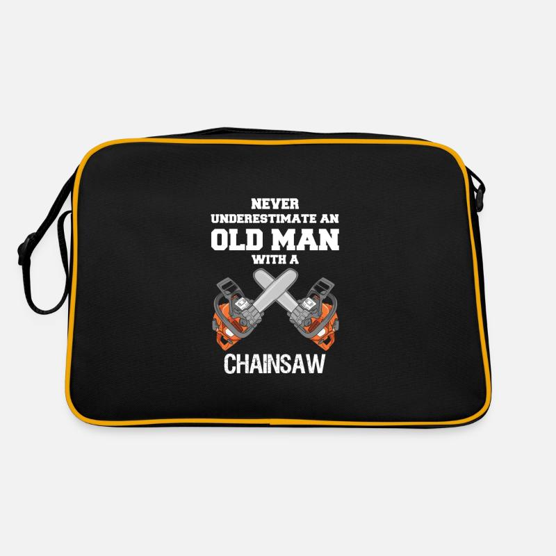 Don't underestimate old man with a chainsaw - Retro Bag - black/gold