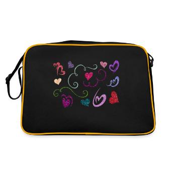 Glitter Heart Design - Retro Bag - black/gold - Back