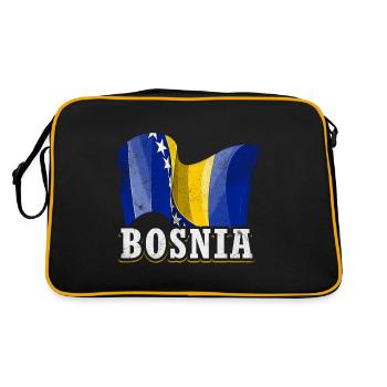 Bosnien Flagge - Retro Tasche - Schwarz/Gold - Hinten
