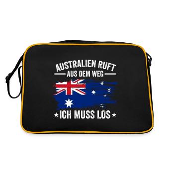 Australien Reise Australier Australierin - Retro Tasche - Schwarz/Gold - Hinten