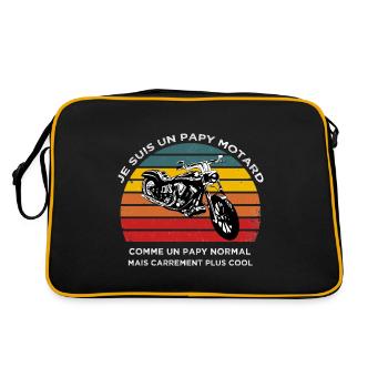 Papy Motard Plus Cool Cadeau Pour Grand-père - Sac Retro - noir/or - Dos