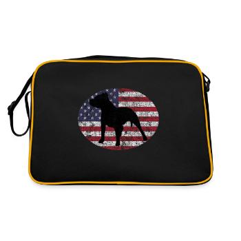 Pitbull Dog American Staffordshire USA Staffy - Retro Bag - black/gold - Back
