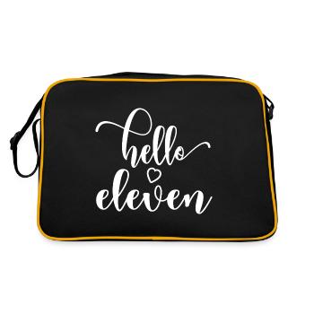 Hello Eleven - Süßes Geschenk zum 11. Geburtstag für Mädchen - Retro Tasche - Schwarz/Gold - Hinten