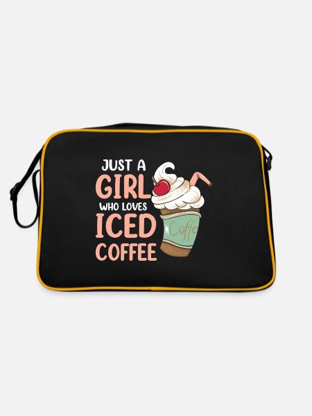 Just A Girl Who Loves Iced Coffee - Retro Tasche - Schwarz/Gold - Hinten