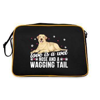 Goldendoodle Love Is Wet Nose Wagging Tail Funny - Retro Tasche - Schwarz/Gold - Hinten