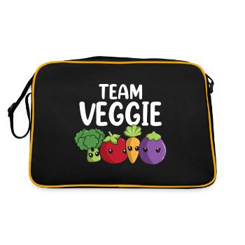 Team Veggie Vegetarian Vegan Veganism - Retro Tasche - Schwarz/Gold - Hinten