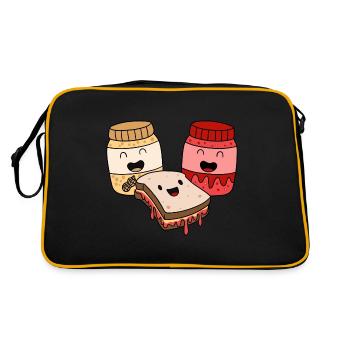 Erdnussbutter Peanut Butter Marmelade Geschenk - Retro Tasche - Schwarz/Gold - Hinten