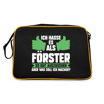 Waldarbeiter Holzfäller Waldarbeit Förster - Retro Tasche - Schwarz/Gold - Hinten