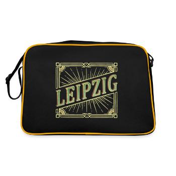 Leipzig Deutschland Stadt Schrift Vintage Retro - Retro Tasche - Schwarz/Gold - Hinten