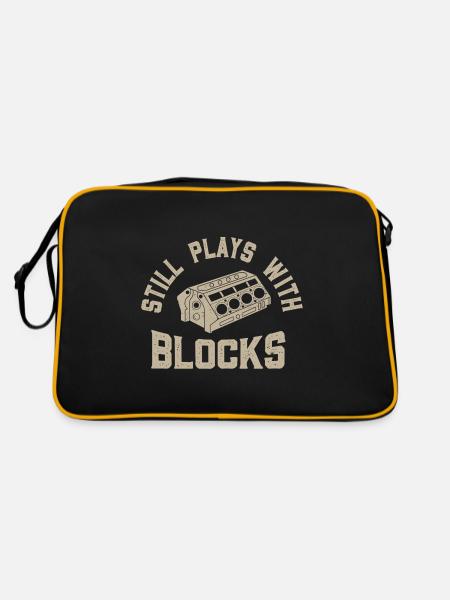Tuning Spruch für Motorsport / Auto Fans - Retro Tasche - Schwarz/Gold - Hinten