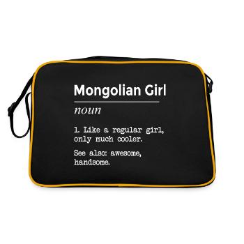 Mongolisches Mädchen lustige Definition - Retro Tasche - Schwarz/Gold - Hinten
