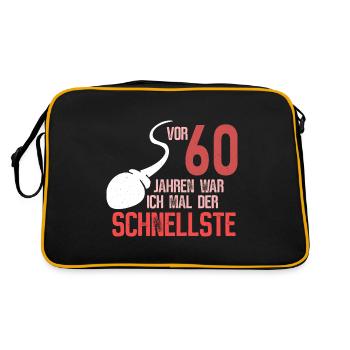 60. Geburtstag - schnellster im Verkehr - Retro Tasche - Schwarz/Gold - Hinten