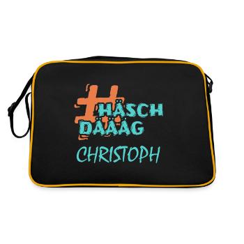 First name Surname Christoph - Retro Bag - black/gold - Back