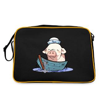 Marin, Bateau, Capitaine, Marin, Cochon, Porcelet - Sac Retro - noir/or - Dos