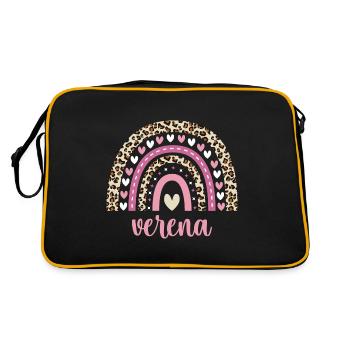 Verena Regenbogen Name Geburtstag Verena - Retro Tasche - Schwarz/Gold - Hinten