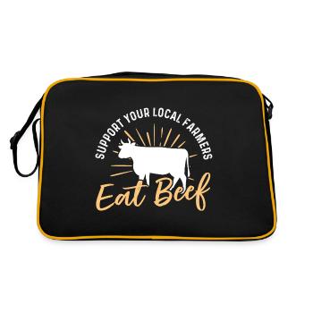 Unterstützen Sie Ihren lokalen Landwirt und essen - Retro Tasche - Schwarz/Gold - Hinten