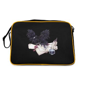 Rabe Krähe Vogel nach Poe aus Buch Nevermore - Retro Tasche - Schwarz/Gold - Hinten