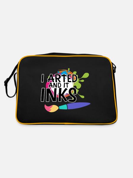 I Arted And It Inks 3 - Retro Tasche - Schwarz/Gold - Hinten