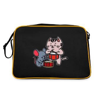 Musiciens Souris Batteur Enfants Tout-petit Chat - Sac Retro - noir/or - Dos