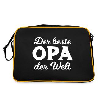 Der beste Opa der Welt - Bester Opi Großvater Papa - Retro Tasche - Schwarz/Gold - Hinten