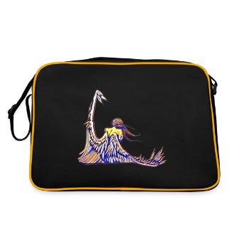 Einsamer Engel Mystisch Fantasy - Retro Tasche - Schwarz/Gold - Hinten