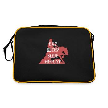 Eat Sleep Slide Repeat Sliding Stop Westernreiten - Retro Tasche - Schwarz/Gold - Hinten