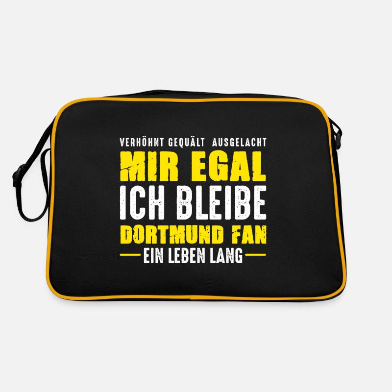 Dortmund Fan Ein Leben Lang Dortmunder Spruch - Retro Tasche - Schwarz/Gold